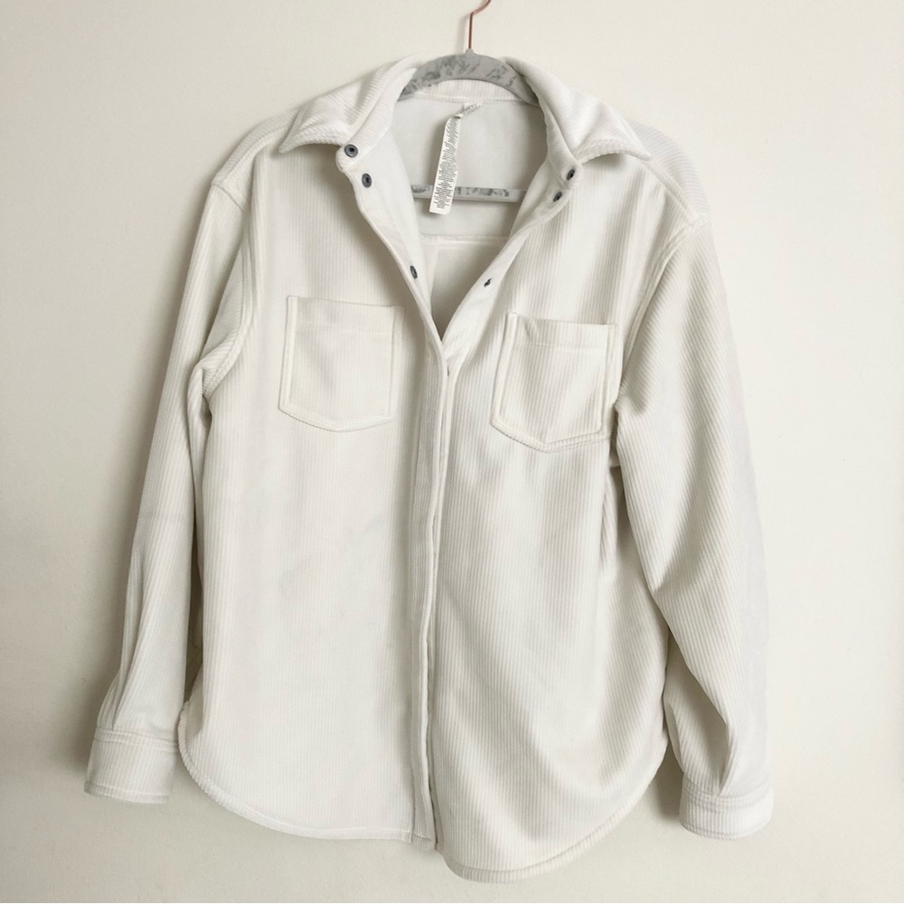 Alo Yoga Ribbed Velour Mountain Side Shacket Ivory S - Picture 6 of 13